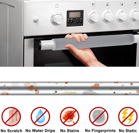 ZAWAGIIK 6Pcs Refrigerator Door Handle Cover Washable Kitchen Appliance Decor Handles Fridge Oven Microwave Dishwasher Antiskid Protector, Keep Off Fingerprints Food Stains (Gray)