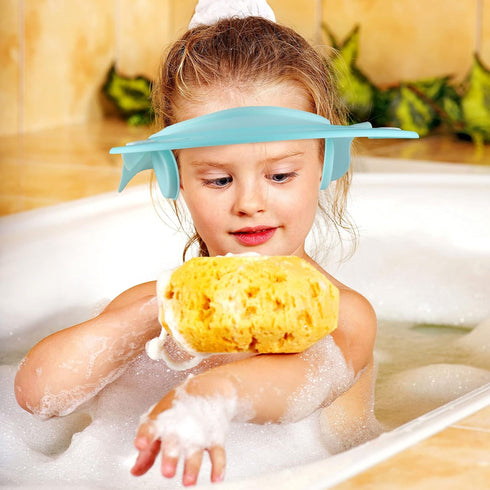 Baby Shower Cap Baby Hair Washing Bath Cap Safe Silicone Protection Bath Cap Soft Adjustable Visor Hat for Protector Head Eye Ear Shampoo Caps for...