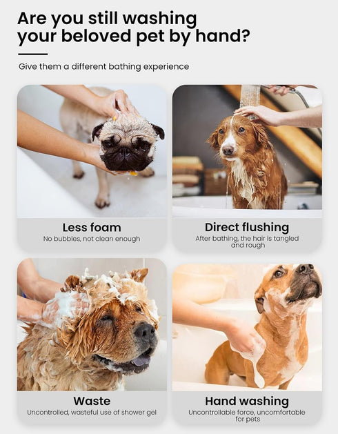 Silicone Dog Bath Brush Dog Shower Brush, Pet Shampoo Brush Scrubber Massage Dispenser, Soft Silicone Grooming Shower Brush for Short Long Haired ...