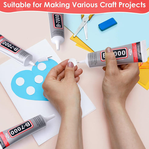 4 PCS 50ML B7000 Crafts Glue Super Adhesive, Multipurpose B-7000 Rhinestones Bonding Glue Flexible Clear Glue for DIY Jewelry Beads Fabric Cloth N...