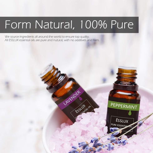 Essential Oils Set, ESSLUX Top 6 Aromatherapy Oils for Diffuser, Massage, Soap Candle Making Scents, Pure and Natural Essential Oils Kit - Lavende...