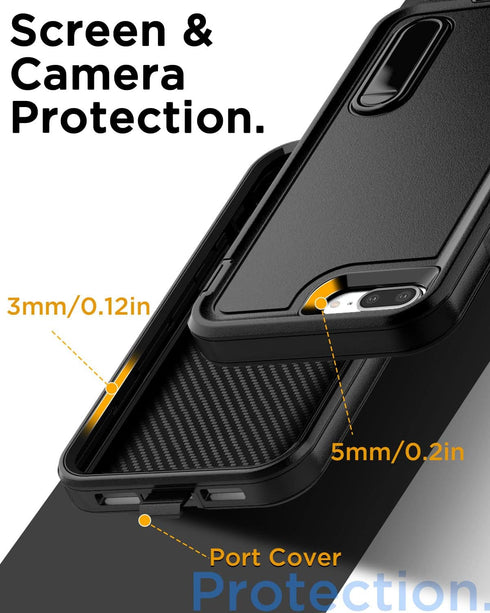 AICase for iPhone 8 Plus/7 Plus Case Built-in Kickstand with Glass Screen Protector,Heavy Duty Drop Protection Full Body Rugged Shockproof Militar...