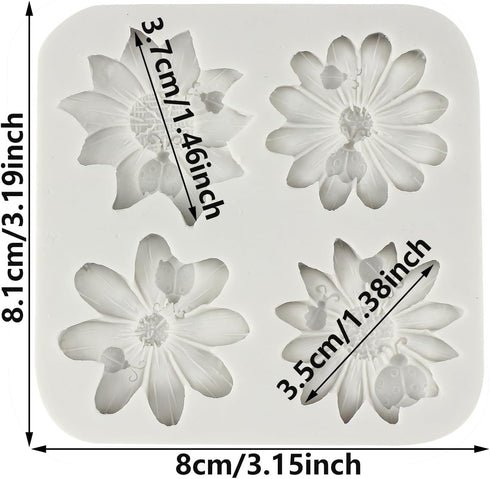 Daisy Chrysanthemum Flower Silicone Mold Flower Fondant Cake Chocolate Mold For Sugar Cake Decorating Cupcake Topper Candy Gum Paste Polymer Clay...