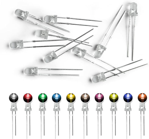 LEDs, Single LED Light LED Diode Lamp DIY Kit with Warm White Red Green Blue Yellow Green Pink UV Purple Orange Clear Transparent Lens Mini Bulbs ...