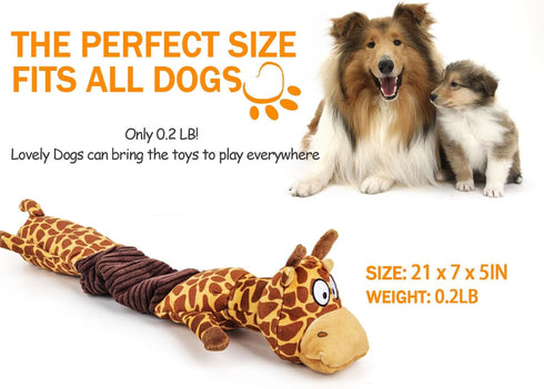 Squeaky Dog Toys for Boredom, No Stuffing Toys with Crinkle Paper, Soft Dog Chew Toy Tug-of-war Toy for Chewers, Interactive Elastic Puppy Toys fo...