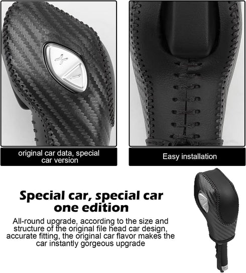 1 PC Auto Gear Shift Knob Cover, Shifter Knob Trim, Leather Handbrake Cover, Car Interior Accessories, Compatible with Ford (Black)...