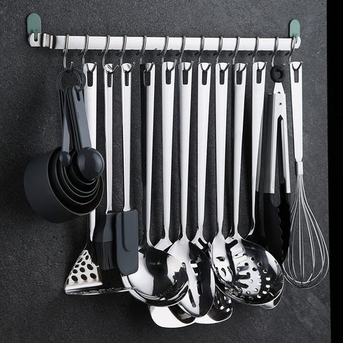 Kyraton Kitchen Utensil Rack, Kitchen Rack,Rail Rack Organizer for Hanging Knives,Mug Rack, Spatula Rack, Hanging Pot Rack Utensil Holder, Wall Mo...