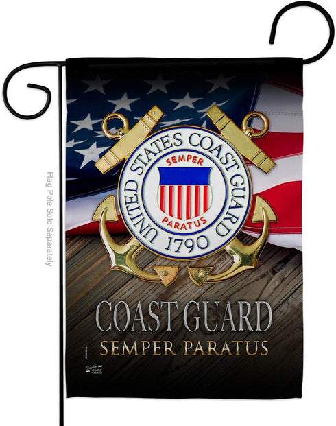 US Coast Guard Semper Paratus Garden Flag - Armed Forces USCG United State American Military Veteran Retire Official - House Decoration Banner Sma...