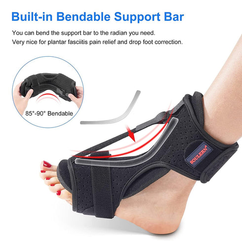2 Pack Plantar Fasciitis Night Splint Drop Foot Orthotic Brace, Adjustable Plantar Fasciitis Brace, Improved Dorsal Night Splint for Effective Rel...