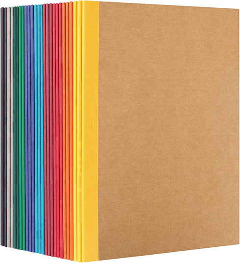 EOOUT 26 Pack A5 Kraft Notebooks, Composition Notebooks, Lined Journals Bulk with Rainbow Spines, 10 Colors, 60 Pages Lined Paper for Kids, Women ...
