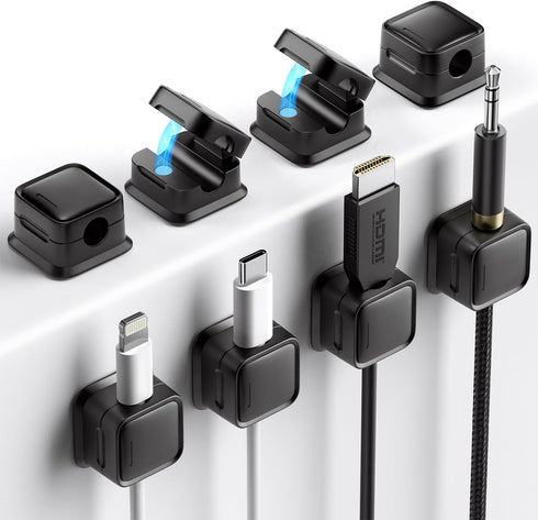 8 Pack Magnetic Cord Organizer, Cable Smooth Adjustable Easy Secure Cable Management, Wire Holder Keeper Organizer, Hide Or Organize Phone USB Cha...