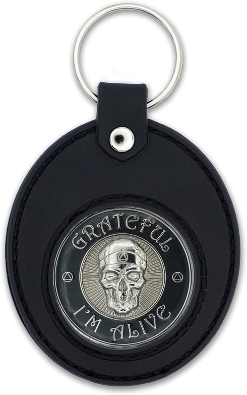 AA Coin Holder Keychain | Displays Both Sides of Sobriety Chips, Medallions, Recovery Coins, and Tokens | Also Fits Apple Airtag | Waterproof Scra...