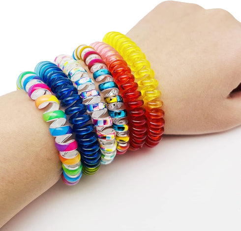 12 Pcs Wrist Coil Wrist Keychain, Colorful Stretch Wristband Key Chain for Gym, Pool, ID Badge...