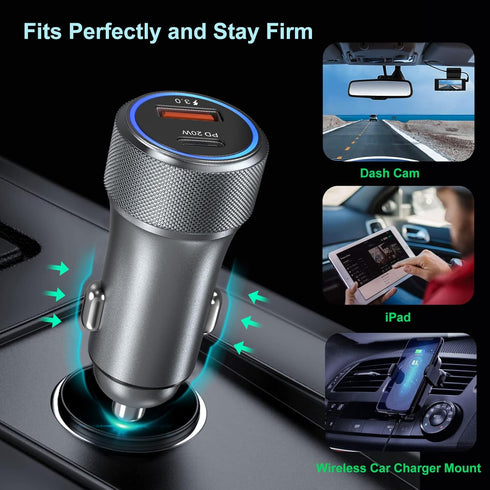 USB C Car Charger, Bangfun 36W Dual 12V Car Charger USB C Cigarette Lighter Adapter USB Car Phone Charger Plug for iPhone 15 14 13 iPad Pro, Samsu...