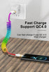 Coiled Colourful Nylon Braided Cord Lightning Cable,2Pack Rainbow Spring Retractable Lightning Cable, USB Fast Charging Cord for Car,Compatible wi...