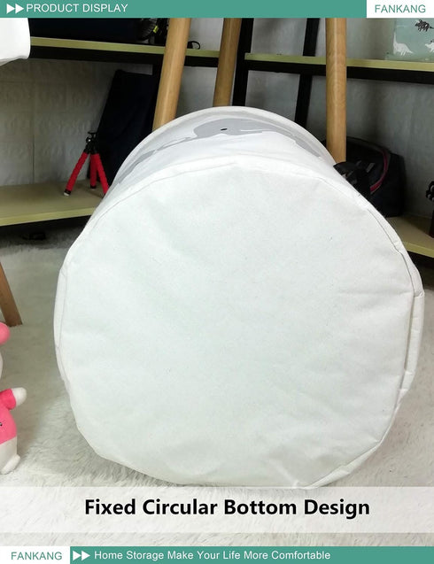 FANKANG Storage Basket, Nursery Hamper Canvas Laundry Basket Foldable with Waterproof PE Coating Large Storage Baskets for Kids Boys and Girls, Of...