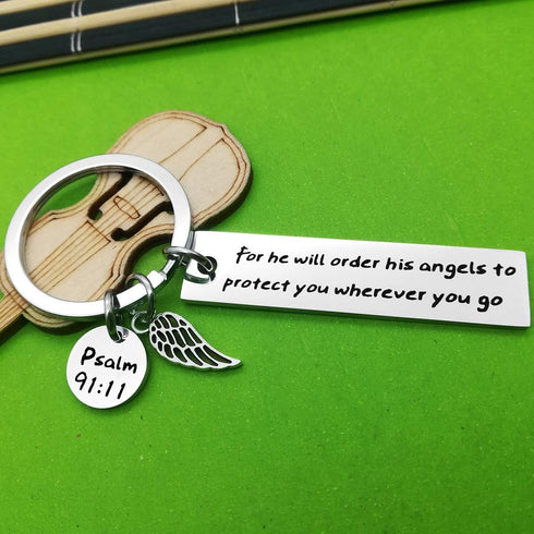 Bible Verse Keychain Christian Gift Religious Jewelry To Protect You Wherever You Go Faith Key Chain Christian Keychain Thanksgiving Christmas Eas...