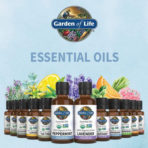 Garden of Life Essential Oil, Peppermint 0.5 fl oz (15 mL), 100% USDA Organic & Pure, Undiluted & Non-GMO - for Diffuser, Aromatherapy, Meditation...