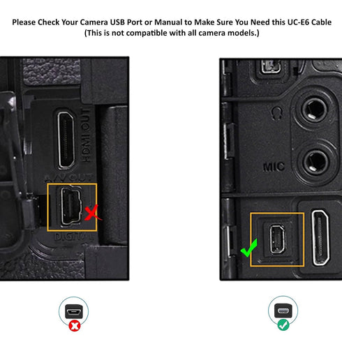 USB Cable Photo Transfer Charger Cord UC-E6 for Nikon D3300 D750 D5300 D7200 D3200, Coolpix B500, Select Coolpix & DSLR (Please See Product Pictur...