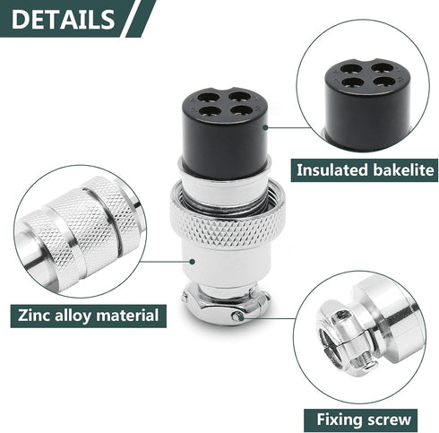 2 Sets Aviation Connector 4P 10A GX20-4 Waterproof Metal Male Female Wire Panel Power Chassis Fittings Connector Aviation Plug Silve...