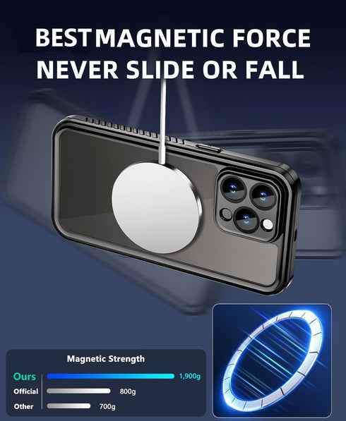 Unitedtime Magnetic for iPhone 14 Pro Case Waterproof with Built-in Screen Protector,Compatible with MagSafe Shockproof Dustproof Heavy Duty Full ...