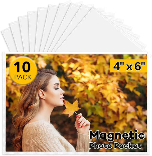 YixangDD Magnetic Picture Frames 10 Packs-Fridge Magnetic Photo Frames-Holds 4 x 6 Inches Photos,White...