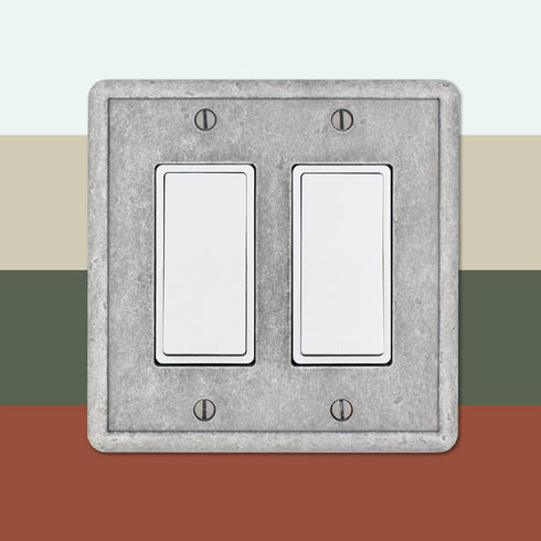 Questech Decor Double Rocker Light Switch Cover, 2-Gang Electrical Wall Plate, Double Switch Decorator Standard Size GFCI Receptacle Cover, Decora...