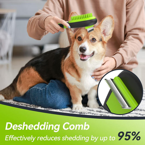 Pet Grooming Brush, Double Sided Detachable Shedding Dog Cat Brush, 5 in 1 Dog Grooming Brush for Shedding Long & Short Haired Dogs, Hair Removing...