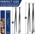 4 Pcs Cooking Tweezers Tongs, 12''&10'' Black Stainless Steel Food Tongs Set, Professional Kitchen Long Tongs for Cooking,Repairing,Sea food,BBQ,M...