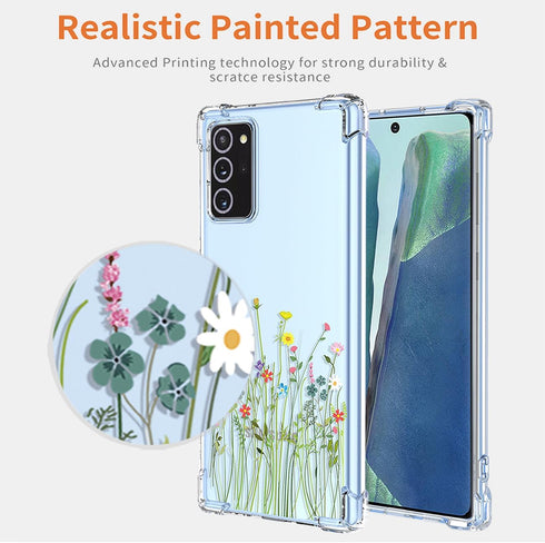 Phone Case for Galaxy Note 20 5G Case, Samsung Note 20 SM-N981U Case, Clear Case Flower Garden Patterns Protective Phone Cover for Samsung Galaxy ...
