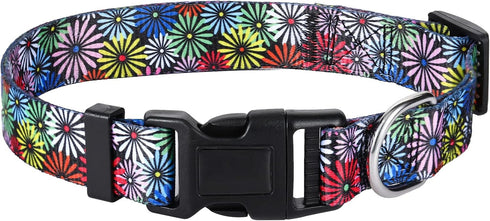 Dog Collar for Small Medium Large Dogs, Adjustable Fancy Floral Dog Collar for Puppy, Various Pattern Design Pet Collars (S, Chrysanthemum)...
