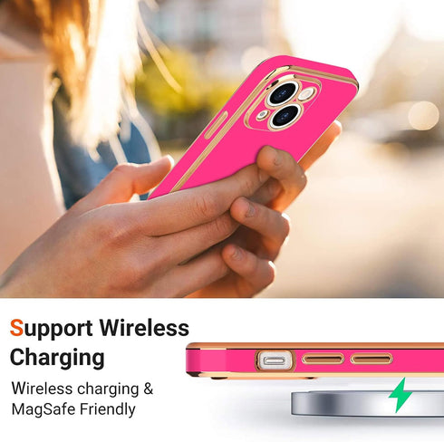 Teageo Compatible with iPhone 13 Case for Women Girl Cute Love-Heart Luxury Bling Plating Soft Back Cover Raised Full Camera Protection Bumper Sil...