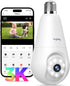 Hugolog 3K Light Bulb Security Cameras Wireless Outdoor-2.4GHz Cameras for Home Security Indoor with AI Sound Processing&Motion Detection,Color Ni...