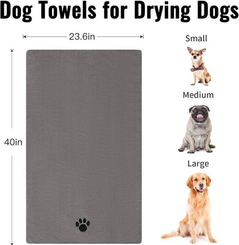 Microfiber Dog Towels for Drying Dogs, Super Absorbent and Soft Pet Grooming Towel, 40 Inch X 23.6 Inch, Perfect Dog Shower & Bath Supplies for La...