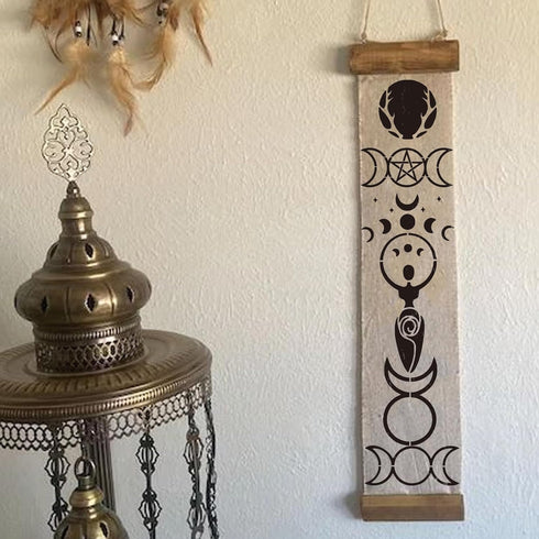 Moon Stencils for Painting on Wood, Boho Moon Stencils for Crafts Reusable Wood Burning Drawing Art Paint Stencils and Patterns for Wall Cake Cook...