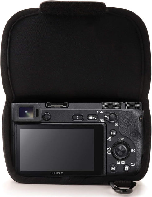 MegaGear MG064 Ultra Light Neoprene Camera Case Compatible with Sony Alpha A6400, A6500, A6300, A6000 (16-50 mm)-Black (MG063)...