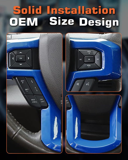 ABS Steering Wheel Cover Trim for 2015-2020 Ford F-150, 2017-2022 F-250 Super Duty, 2017-2022 F-350 Super Duty, 2018-2021 Ford Expedition, ABS Blu...