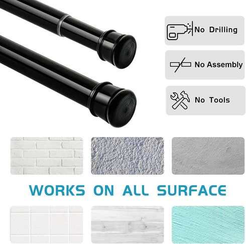 Shower Curtain Rod 42-78 Inch, 1"Diameter Spring Long Adjustable Tension Curtain Rods for Bathroom Windows Closet No Drilling No Rust, Black...