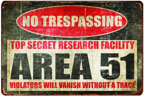 Bayyon Vintage Metal Tin Sign - Area 51 No Trespassing - 7.8 x 11.8 inches - Brown/Silver - Home, Office, Bar, Garage...