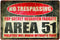 Bayyon Vintage Metal Tin Sign - Area 51 No Trespassing - 7.8 x 11.8 inches - Brown/Silver - Home, Office, Bar, Garage...