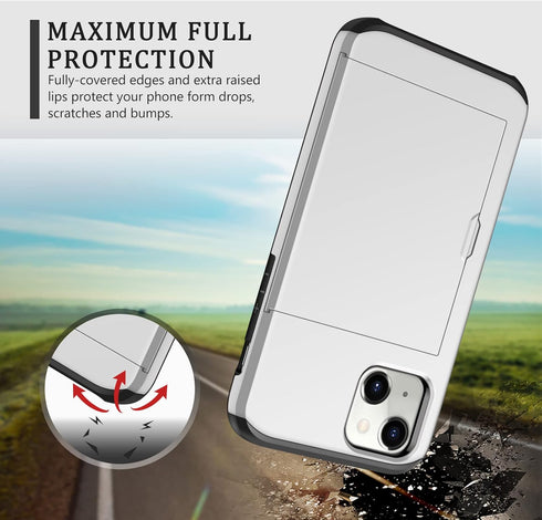 SAMONPOW Compatible with iPhone 13 Case with Card Holder Dual Layer Hybrid Wallet Case Heavy Duty Protection Shockproof 13 Case for Women Men Anti...