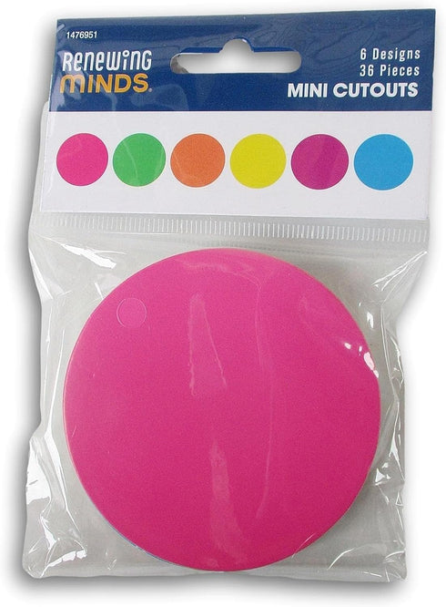 Colorful Circles Mini Print Paper Cutout Student Badge - 3 Inches - Bulletin Board Decor Shapes - 36 Pieces...