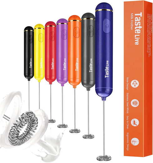Handheld Milk Frother, Battery Operated Electric Foam Maker and Mixer for Drinks (Blue)...