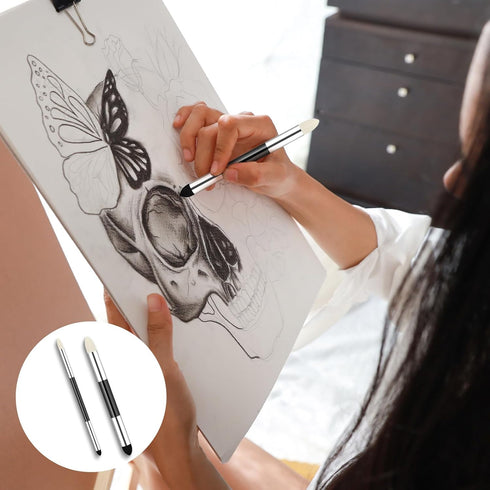 Artist Blending Sponge Pen Dual Tip Reusable Drawing Art Soft Pastel Blending Tools Washable Sketch Rubbing Sponge Brush for Artist Professional S...