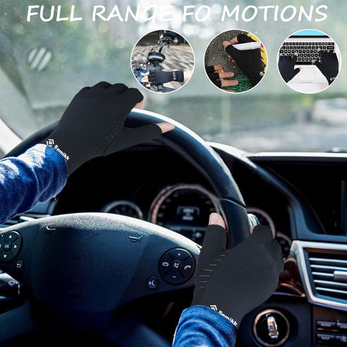 2 Pairs Compression Gloves for Women and Men, Fingerless Copper Arthritis Gloves for Rheumatoid Arthritis Osteoarthritis Carpal Tunnel, Hand Pain ...
