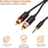 Amazon Basics 3.5 Aux to 2 x RCA Adapters, Audio Cable for Amplifiers, Active Speakers with Gold-Plated Plugs, 15 Feet/4.6 m, Black...