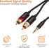 Amazon Basics 3.5 Aux to 2 x RCA Adapters, Audio Cable for Amplifiers, Active Speakers with Gold-Plated Plugs, 25 Feet/7.6 m, Black...