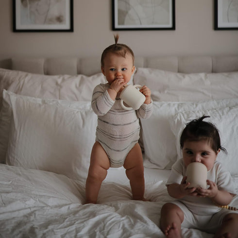 mushie 100% Silicone Training Cup & Straw for Toddlers | 6 Months+ (Shifting Sand)...