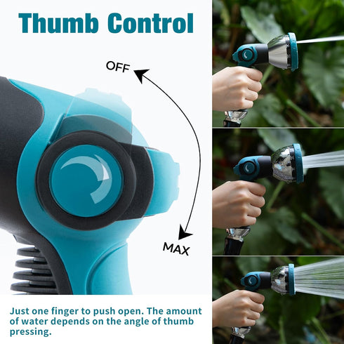 Garden Hose Nozzle Sprayer Heavy Duty, Hose Nozzle with 10 Adjustable Watering Patterns, Thumb Control On Off Valve, High Pressure Garden Hose Noz...