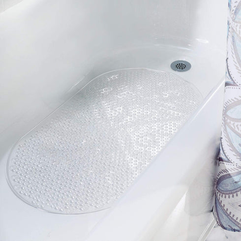 iDesign Circlz PVC Suction Non-Slip Bath Mat for Shower, Bathtub, Stall, Bathroom, 27.2" x 15.4" x .3" - Clear...